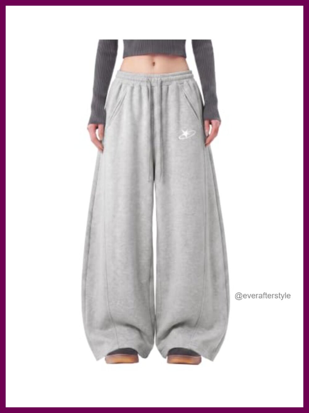 Unisex Barrel Baggy Sweatpants Embroidery Y2K Wide Leg Open Bottom